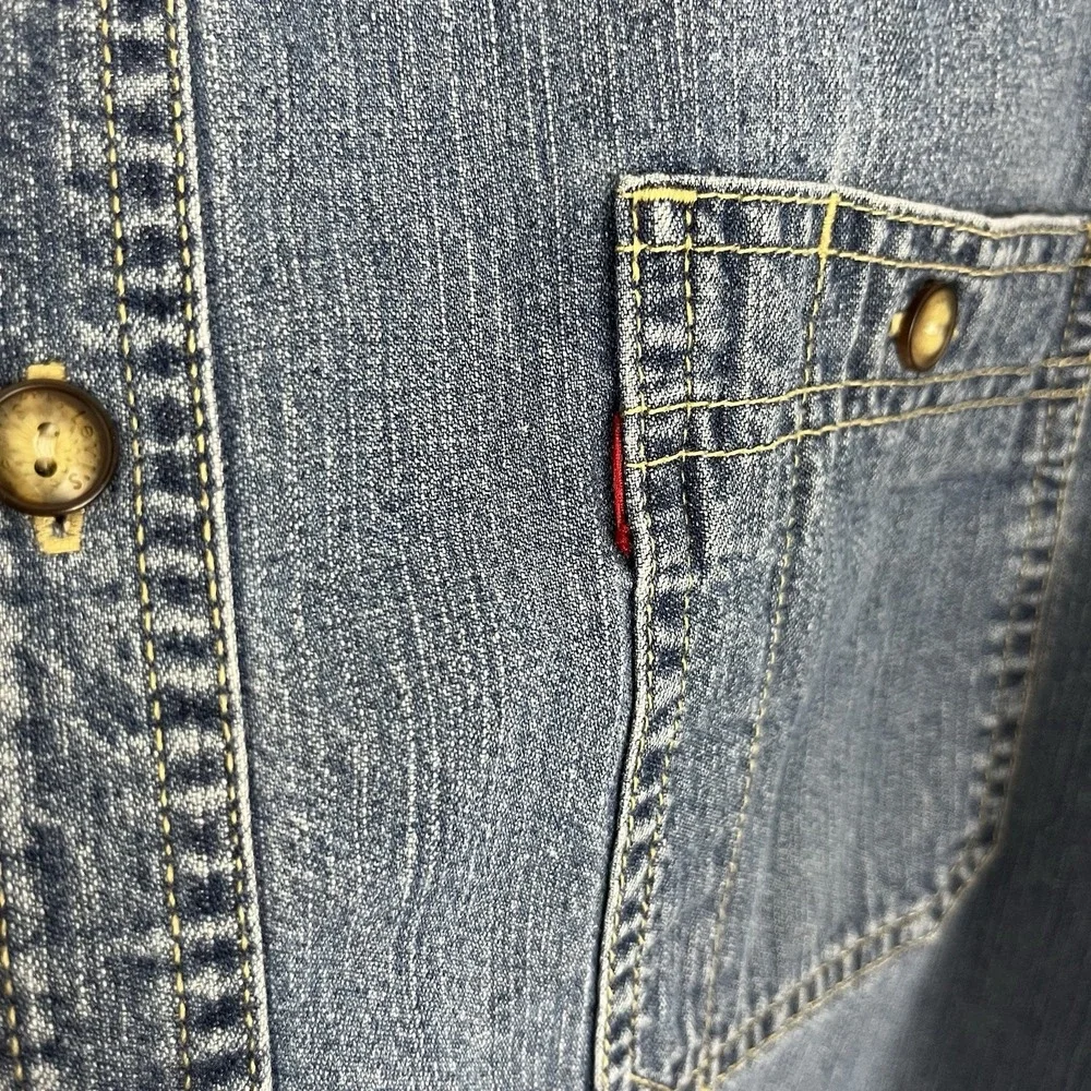 Levi's Denim Western Snap Shirt Button Front Long Sleeve Large